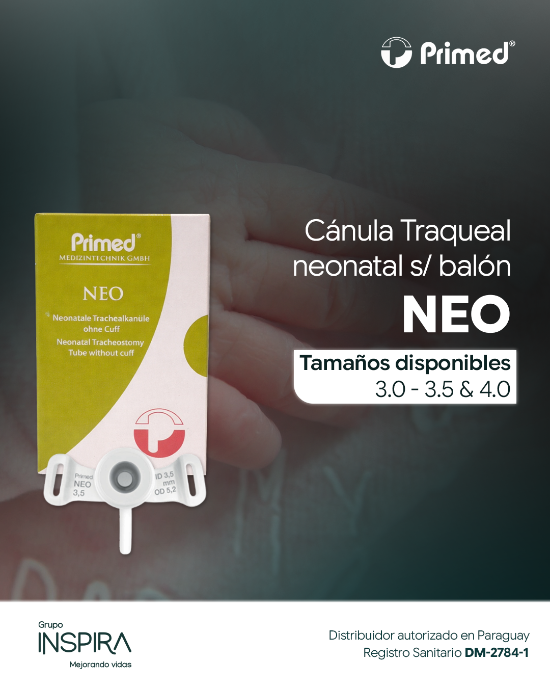 Cánula de Traqueostomía Neonatal sin Balón – Primed NEO